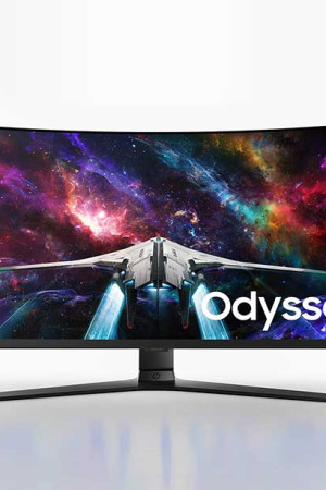 Monitor 8K da Samsung de 57”, em formato 32:9, com painel MiniLED.