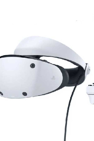 Óculos de realidade virtual para o PlayStation 5, exibido pela Sony.