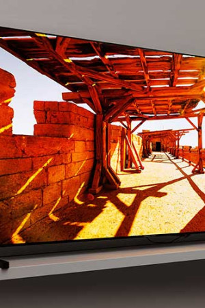 Um dos principais lançamentos da Samsung na CES 2023: TV QD-OLED de 77 polegadas.