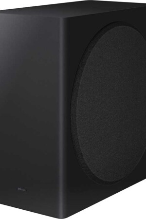 Subwoofer sem fio utilizado nos testes, que acompanha a soundbar Q800C: falante de 8”