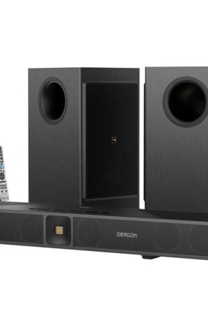 Soundbar Dragon, da japonesa Nakamichi, com dois subs e duas caixas surround sem fio.