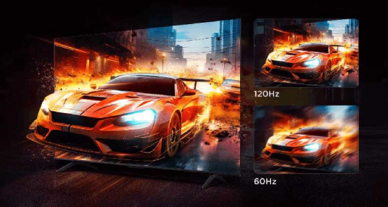 Painel MiniLED montado pela TCL para mostrar a importância da frequência de atualização de tela.