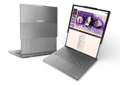 Laptop desdobrável da Lenovo: a tela de 14” pode ser estendida para mais 16 polegadas.