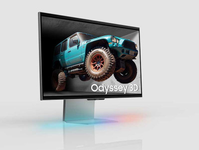 Monitor Samsung, da linha Odyssey (mod. G90XF), que exibe imagens 3D sem necessidade de óculos.